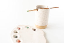 Load image into Gallery viewer, miss painterly modern palette + brush cup set: handmade ceramic painting palette
